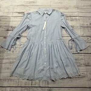 Caslon Light Blue women’s  Dress with Embroidered Hem size small